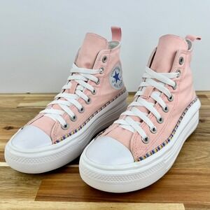 Converse Chuck Taylor All‎ Star Lift Platform Rainbow Pink Sneakers